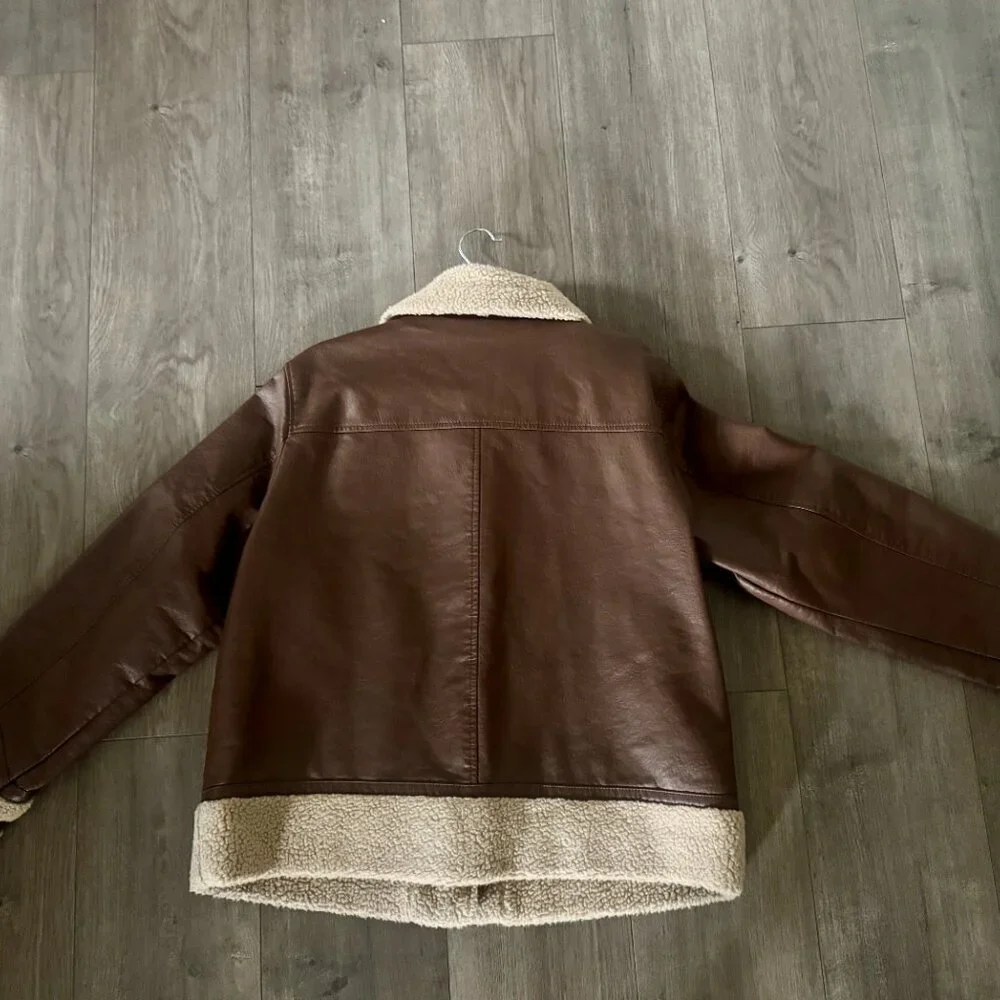 🧥 Universal Thread Faux Leather Sherpa Aviator Jacket | XXL - Picture 8 of 8